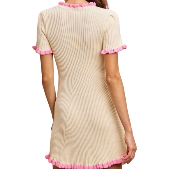 So Me Contrast Ruffled Sweater Knit Mini Dress - Picture 3 of 10
